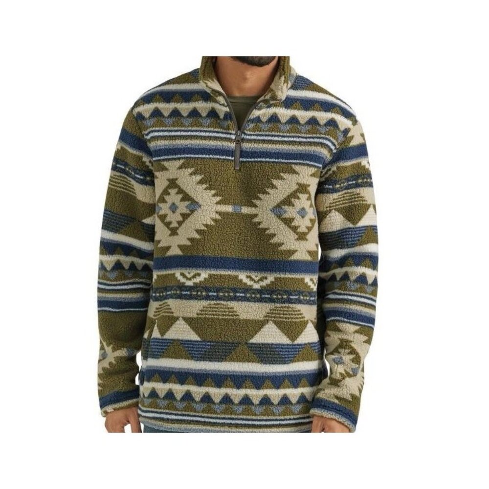 WRANGLER 1/4 ZIP SHERPA ALPINE PULLOVER Men’s XL Green Western Cowboy Southwest
